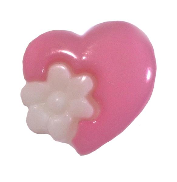 Barnknappar i form av hjärtan av plast i rosa 15 mm 0,59 inch